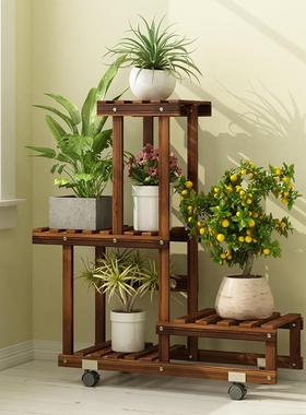 L$花H202新5款实木花架子层室内阳台置物架多多肉STM20180客厅植