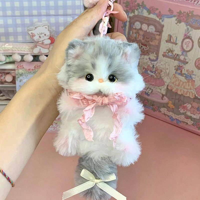 可爱的毛茸茸的小猫钥匙扣吊坠扭曲棒材料包DIY老树生日礼物女生
