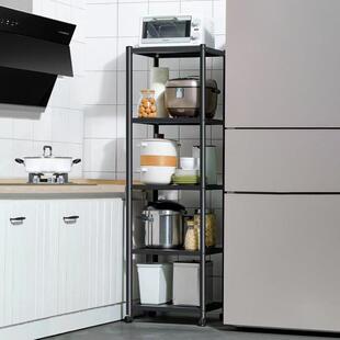 带轮厨房夹缝收纳置物架落地式 多层冰箱缝隙宽25cm超窄侧边小