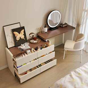 5新室梳妆台木斗一体实木化妆简约卧胡wen 01桃桌中古奶油风