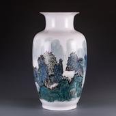 重工收藏级超大花瓶 釉下五彩纯手绘陶瓷赏瓶家居装 饰陈列摆件