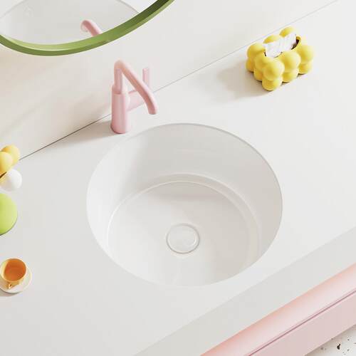 正圆形台下盆洗手盆陶瓷卫生间嵌入式洗脸盆阳台单盆小号多巴胺系