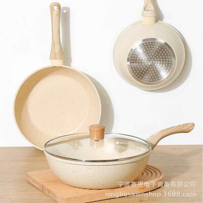 Medical stone non-stick wok household non-stick frying pan