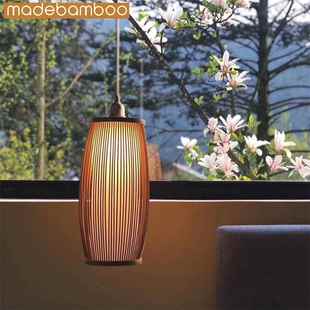 北欧玄关吧台 斯雨 床头吊灯 日式 民宿飘窗过道竹编灯 十竹家