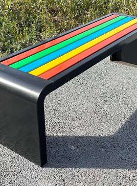 公园椅户长椅铁艺防腐塑木子商场外公共座椅室外条休息凳不ONY锈