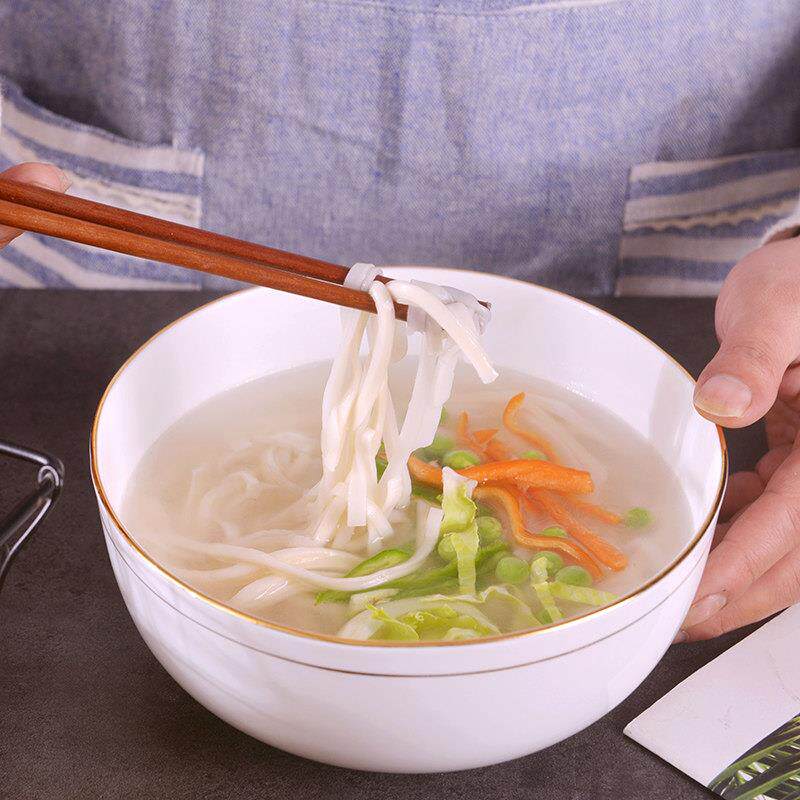 【2个装】景德镇7英寸骨瓷泡面碗套装家用中式陶瓷金边大号米饭碗