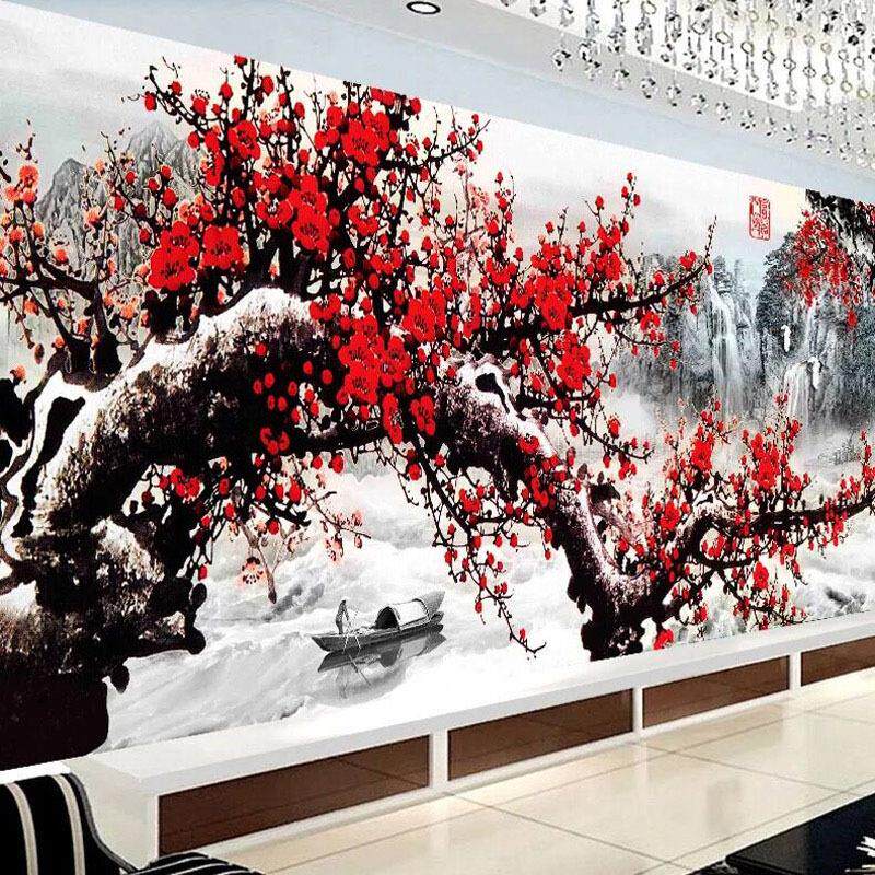 报春图梅花满钻点钻十字绣客厅办公室装饰画钻石国风