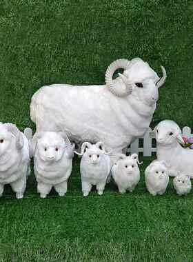 仿真绵羊摆件三羊开泰小羊玩偶公仔摆设摄影道具场景装饰动物模型