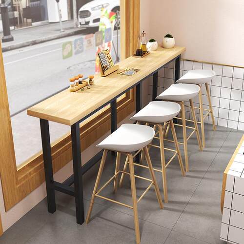 奶茶饮品店吧台椅组合靠墙甜品烘焙汉堡店吧桌椅麻辣烫简餐店吧椅