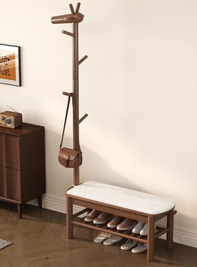 实木小鹿换鞋凳门口用入户门穿鞋凳进门可坐鞋柜衣帽架玄关收纳