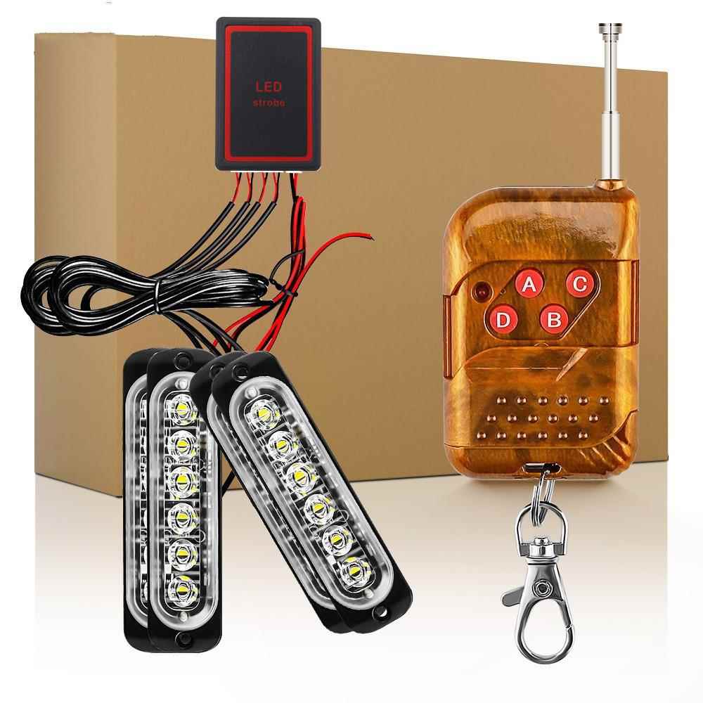 汽车led 无线遥控12V-24V一拖四红蓝中网爆闪灯24LED超高亮大功率