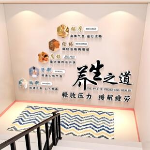 养生馆背景墙装饰画中医美容院墙面高级感氛围布置楼梯背景墙贴画