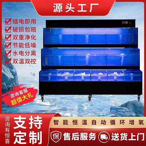 商用海鲜池制冷机 超市饭店用开放式鱼缸设备 移动式大型鱼池机组