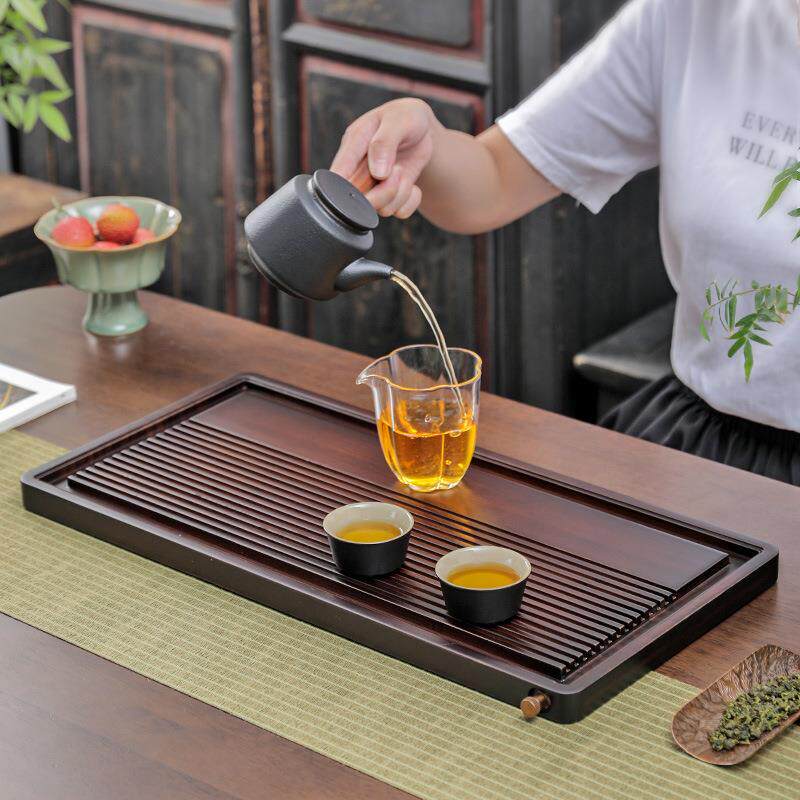 茶壶景安茶盘茶水茶盘家用沥水盘长方形储盘简约中式托忆盘茶具配