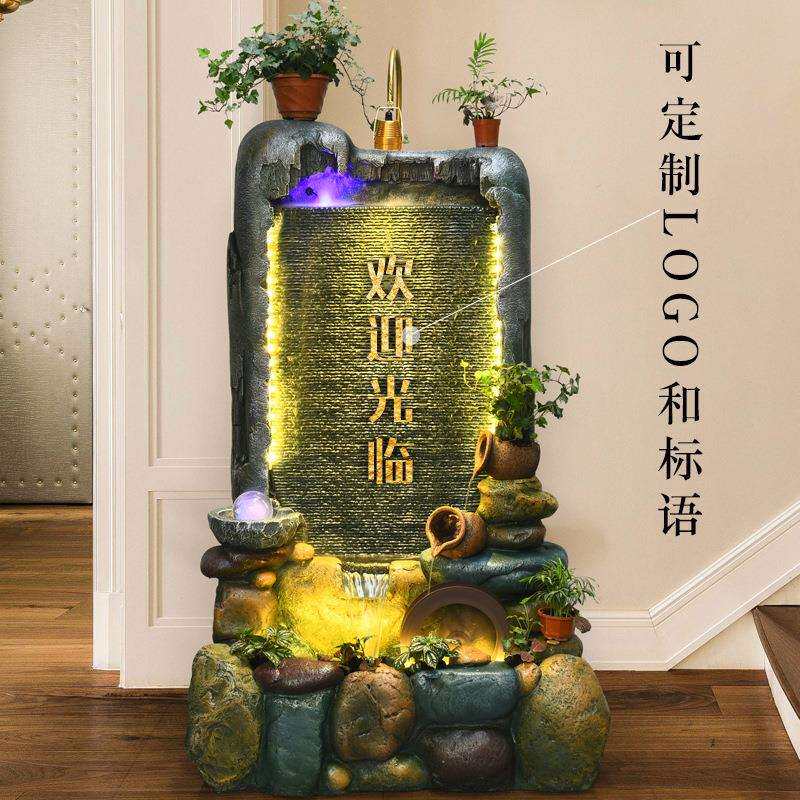 流水喷泉水幕墙庭院水景观室内鱼池阳台鱼缸客厅风水招财屏风摆件