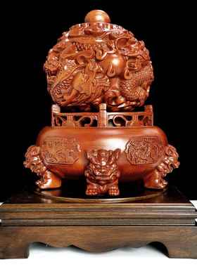 2024九转乾坤鼎木摆件客厅办公室店铺公司店铺招财吉祥物