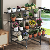 铁艺花架置物架阳台多层户外庭院落地式 阶梯多肉植物摆放花盆架子