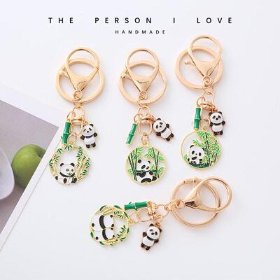 Panda Keychain Chinese style hand made Chengdu and flower