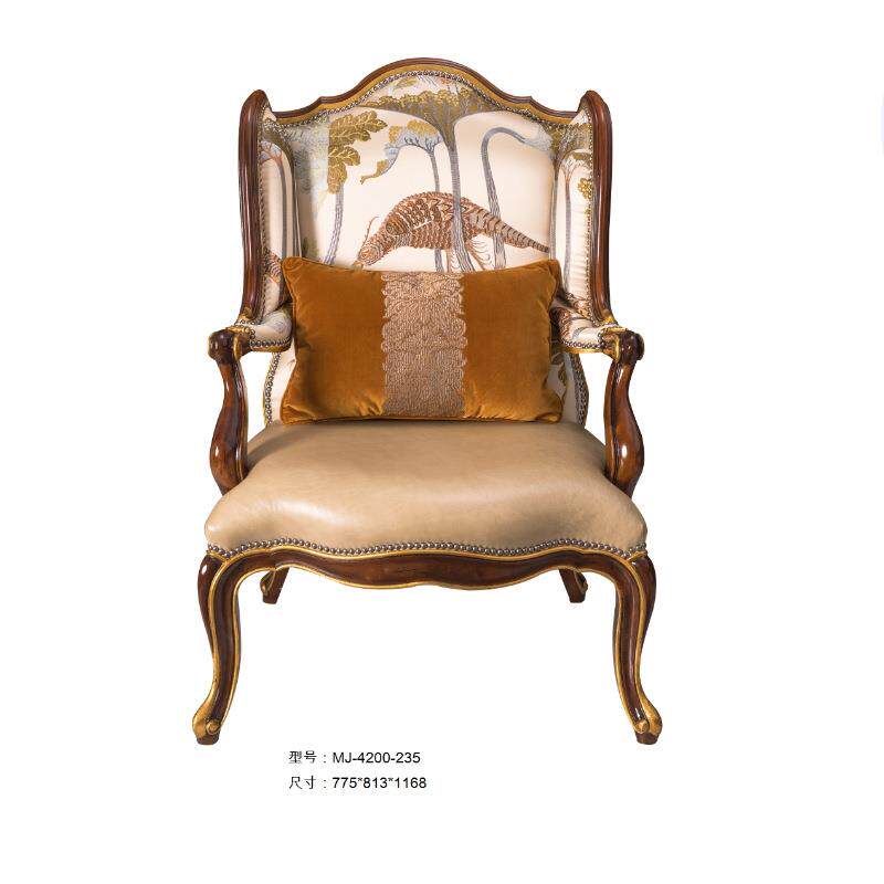 英式亚历山大真皮沙发老虎椅阳台休闲椅单人椅客厅别墅样板房家具