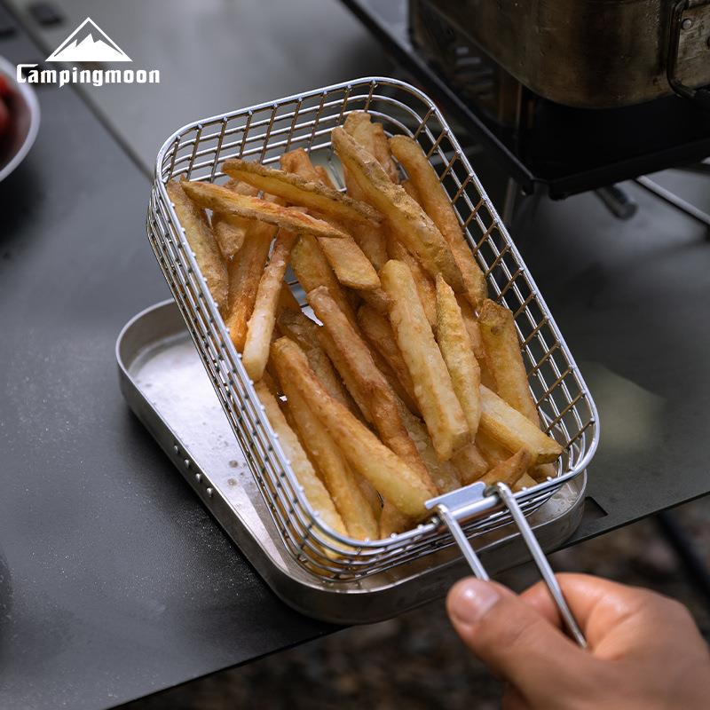 柯曼S-1218户外露营折叠304不锈钢油炸薯条炸网野餐饭盒炸网炸筐