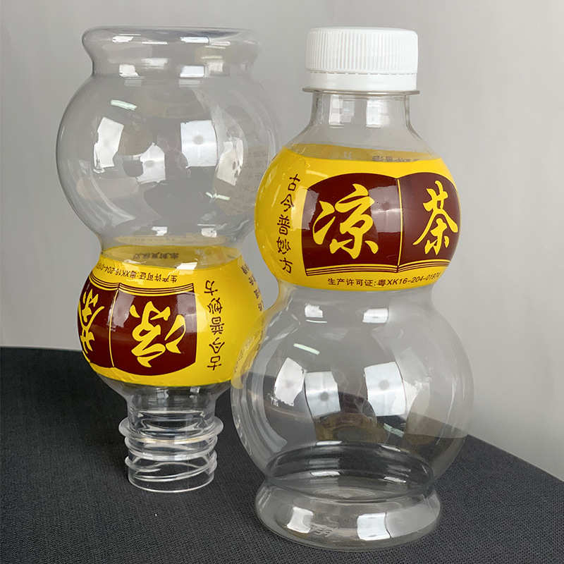 330ml凉茶透明凉茶塑料瓶一次性pet 葫芦型瓶子带标签瓶箱装