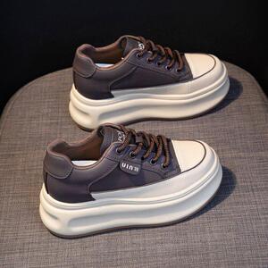 香港覆古厚底百搭小白鞋女小众真皮平底棉鞋休闲鞋运动老爹鞋女款