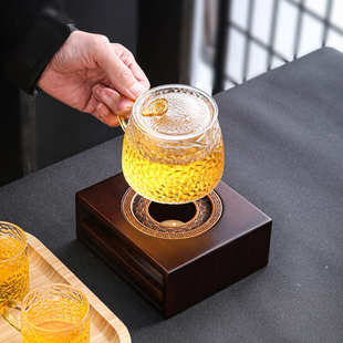 禅意温茶器底座套装新中式复古竹制茶炉蜡烛加热恒温茶台茶具配件