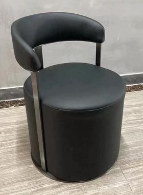 极谈简形洽椅轻奢扶手椅简约现代老板拉灰色椅休闲弧丝钛金SEK茶