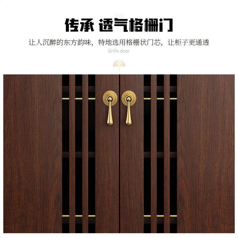 新中式实木餐边柜现代储简约厨房茶水置物柜餐酒柜体靠KL餐边柜厅