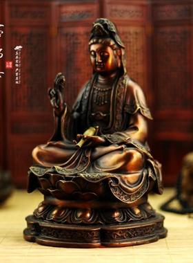 正品具家用室内摆件紫铜色台湾祥狮纯水铜佛像佛观世音菩萨滴音观