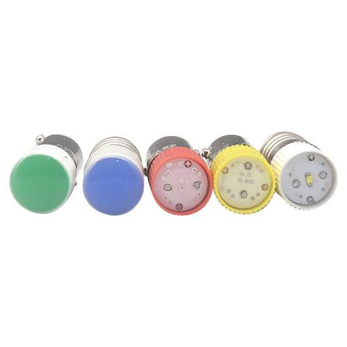10个LED灯珠9mm螺口E10卡口B9按钮开关指示灯泡6v12v24v220v380v