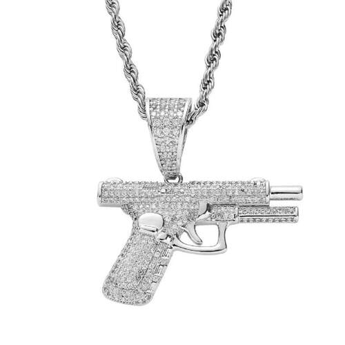 Fashion Hip Hop Crystal Pistol Pendant Personality Cool Rap