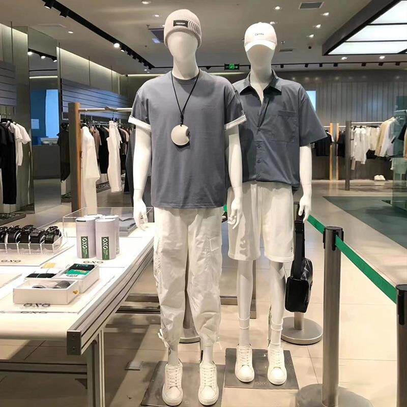 男模特道具全身哑黑哑白男装店人台橱窗假人体衣架模特架子展示架