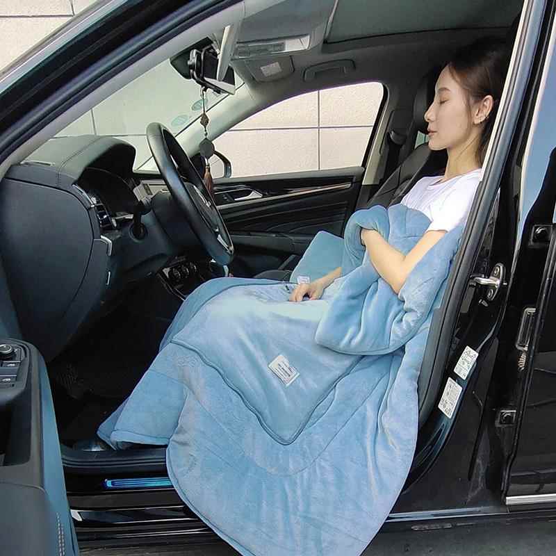 高档纯色6斤18牛奶绒抱枕被子加厚加大号.米车载露营办午休公空调