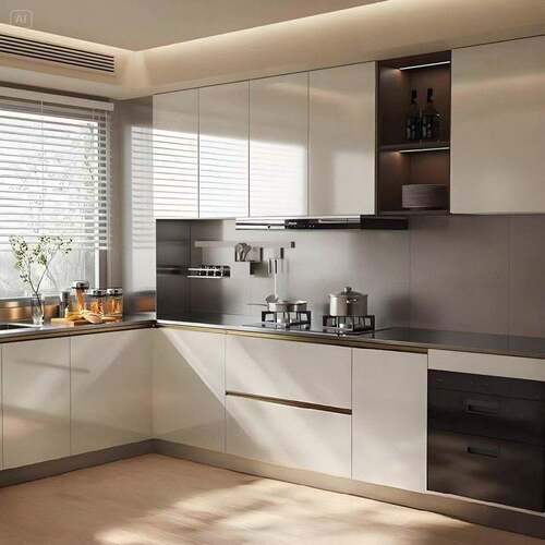 304整体不锈钢厨房整体橱柜 定制一体灶台柜成型家用水槽加厚置物