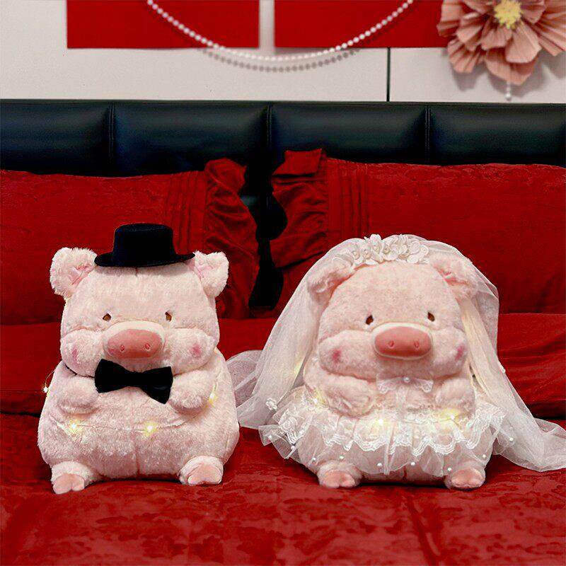 薇妮婚品结婚压床娃娃娃娃一对婚纱小猪婚庆公仔玩偶喜字抱枕新婚