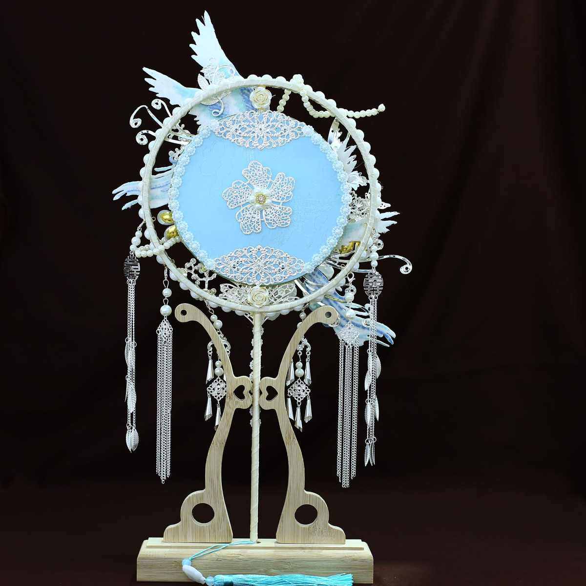 新品团扇批发结婚新娘秀禾服手工婚扇中式喜扇蓝色系成品团扇9002,居家日用,扇子,淘宝优惠券,粉丝福利购,淘宝优惠卷