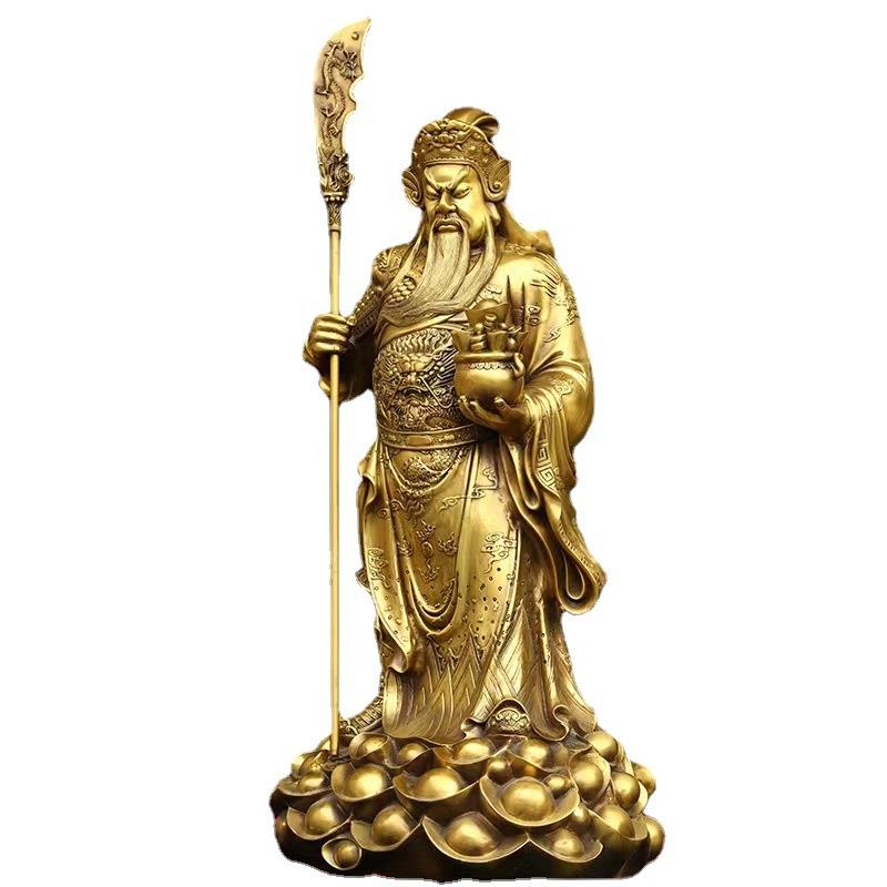 黄铜托宝关公大刀关二爷家居摆件厅房饰品办公场所装饰品