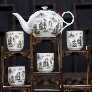 带茶盘家用大容量泡茶壶青花瓷景德镇 茶壶陶瓷单壶大号茶具套装