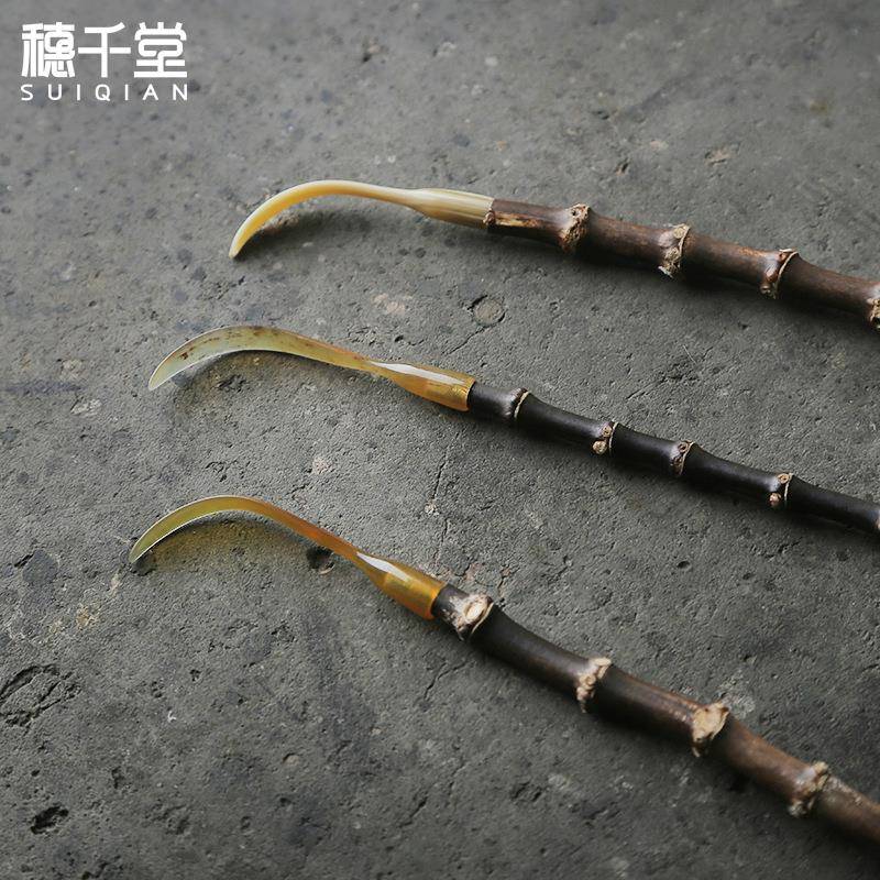 穗千堂煤竹根自然牛角骨茶拨茶勺茶则茶针配件