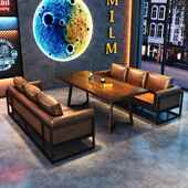 工业风复古小酒馆酒吧沙发卡座清吧美式 咖啡厅音乐餐吧餐桌椅组合