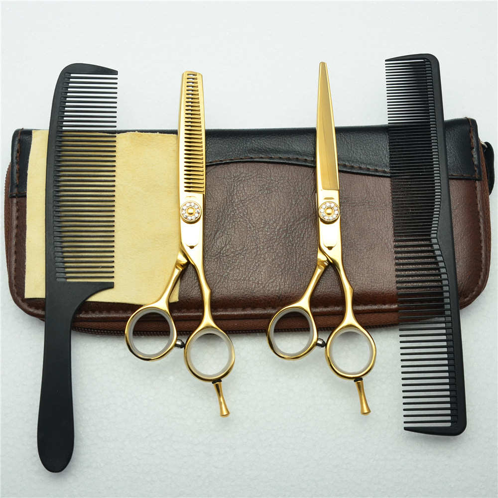 金色宝石美发剪刀理发剪单尾高螺丝平剪牙剪刘海打薄剪厂家批发