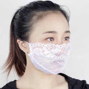 防晒口罩女白色蕾丝女士神可清洗单层超薄 成人夏季 UPF50 2026新款