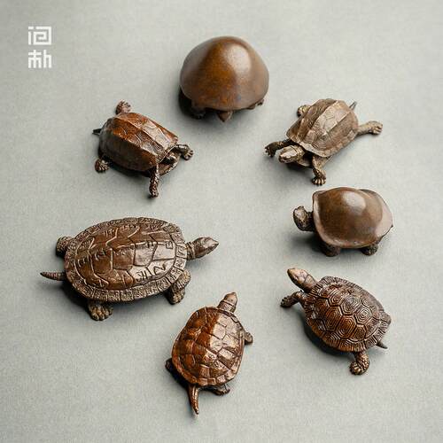实心纯铜乌龟茶宠摆件精品可养变色招财非紫砂高端茶宠茶桌小摆件