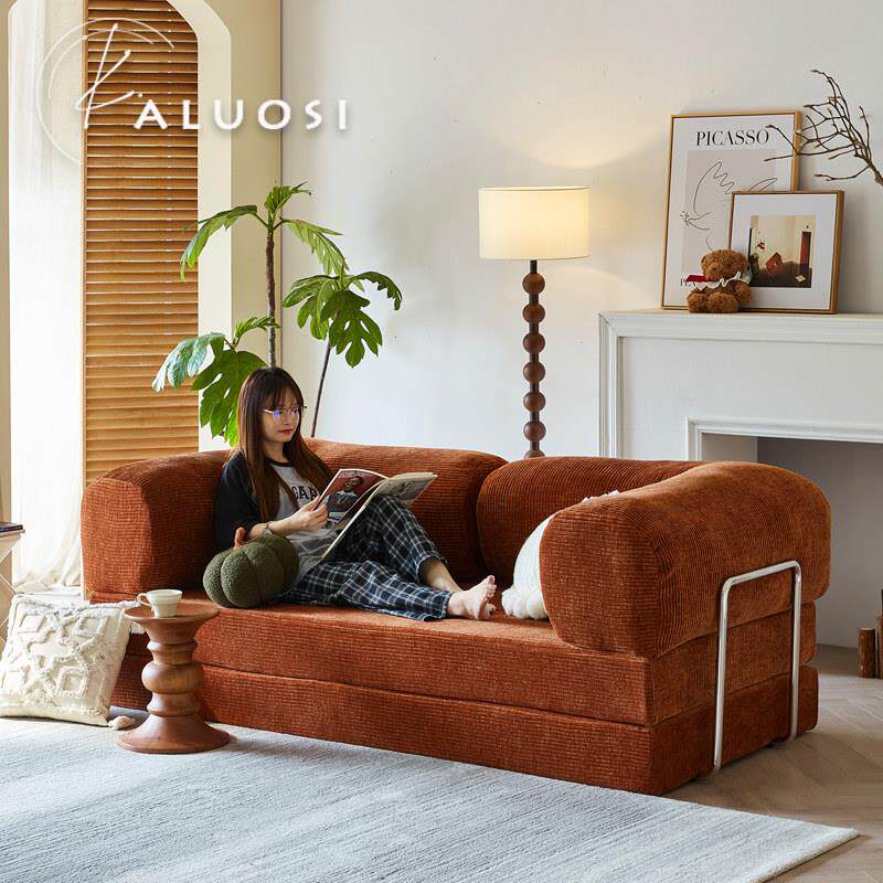包豪斯覆古风灯芯绒全拆洗布艺沙发床现代客厅大小户型直排双人位