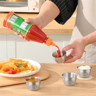 海外仓 Dining Room Supplies 可重复使用不锈钢调味碟酱汁杯蘸料