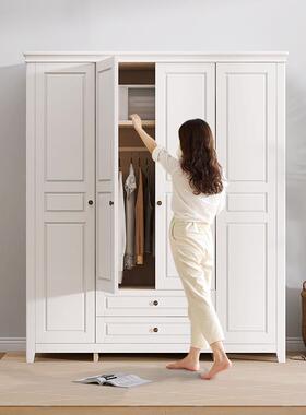 W7式F76SM67J实木衣柜现简约家用卧白色大美衣代橱收纳三四五门储
