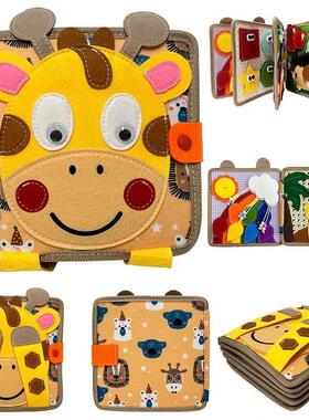 Montessori Toy Busy Board Giraffe Busy Book for Baby 1 2 3 A