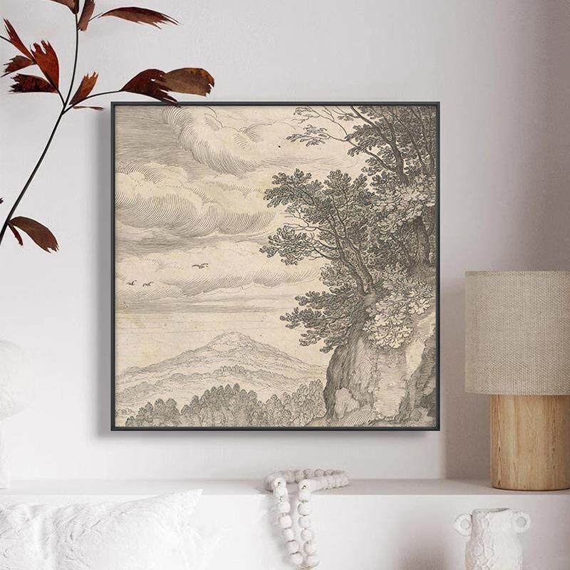 法式中古风挂画美式客厅沙发背景装饰画欧式复古走廊入户玄关壁画