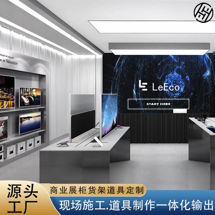 数码店产品展示台电视机中岛展示台定制电视机入墙柜木质烤漆展台